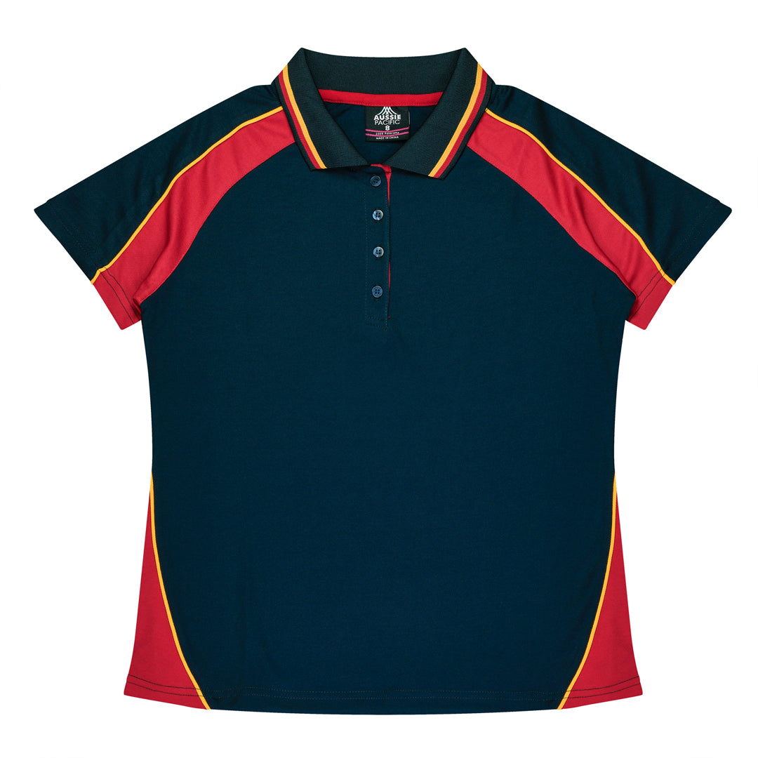 House of Uniforms The Panorama Polo | Ladies | Short Sleeve | Plus Aussie Pacific Navy/Red/Gold