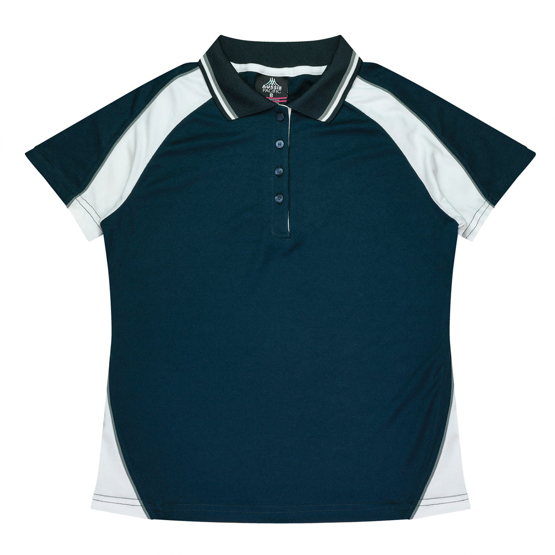 House of Uniforms The Panorama Polo | Ladies | Short Sleeve | Plus Aussie Pacific Navy/White/Ashe