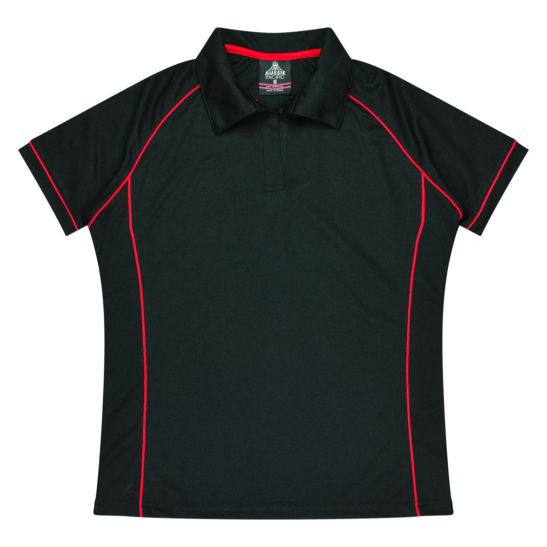 House of Uniforms The Endeavour Polo | Ladies | Short Sleeve | Plus Aussie Pacific Black/Red