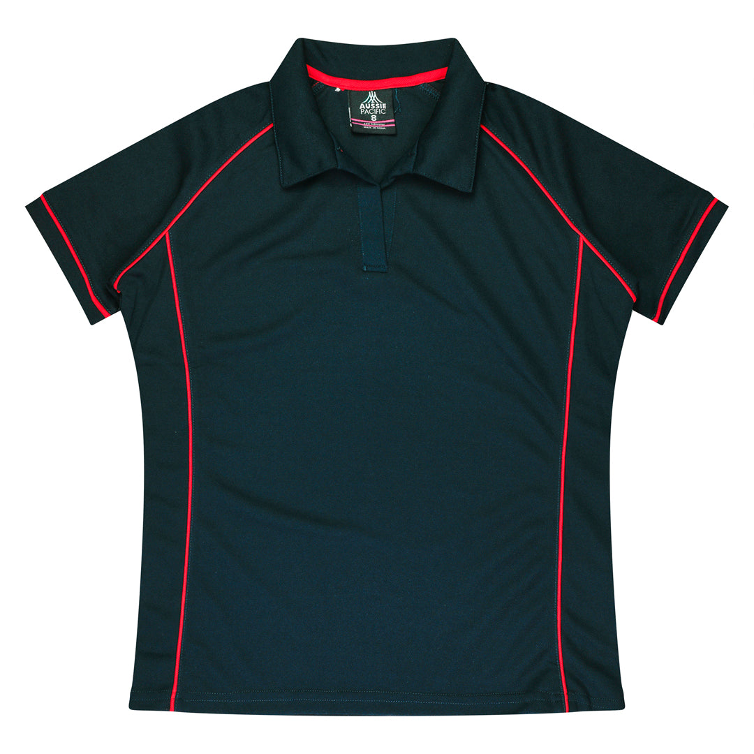 House of Uniforms The Endeavour Polo | Ladies | Short Sleeve Aussie Pacific Navy/Red