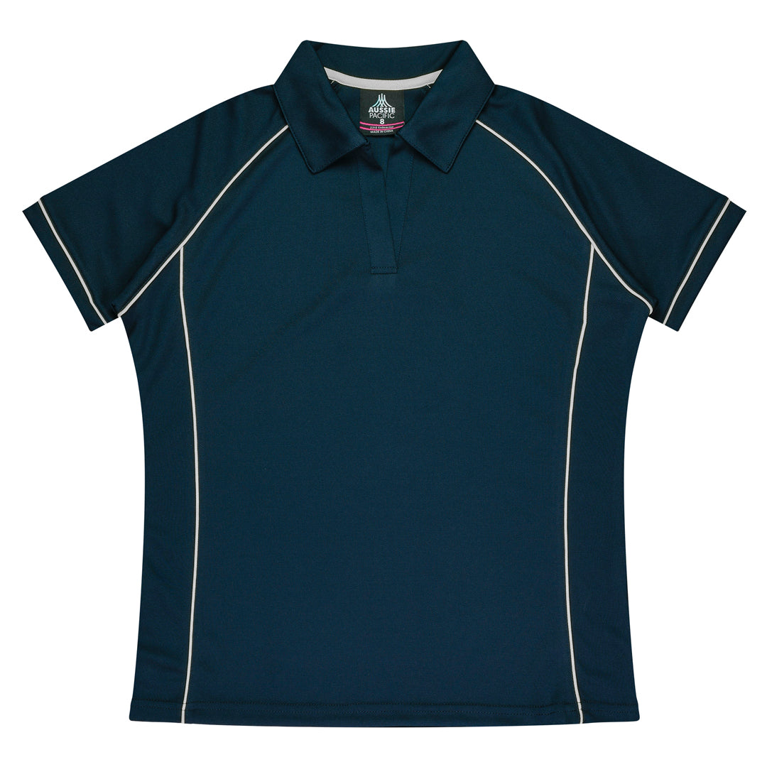 House of Uniforms The Endeavour Polo | Ladies | Short Sleeve Aussie Pacific Navy/White