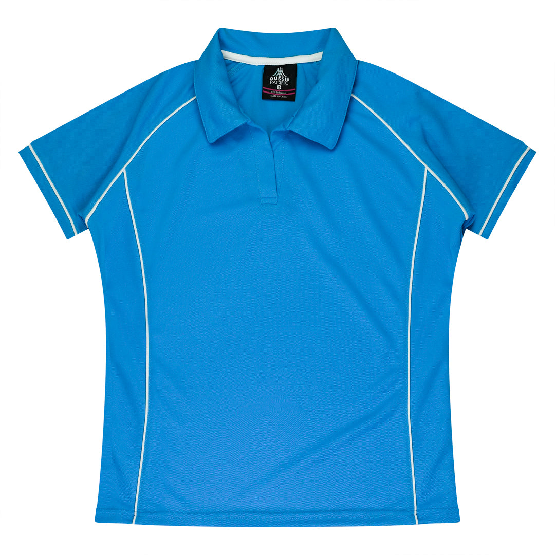 House of Uniforms The Endeavour Polo | Ladies | Short Sleeve | Plus Aussie Pacific Pacific Blue/White