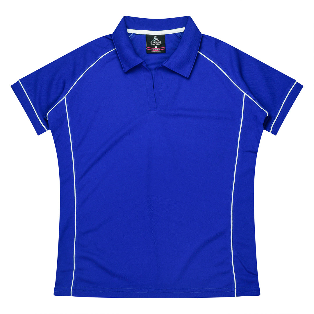 House of Uniforms The Endeavour Polo | Ladies | Short Sleeve Aussie Pacific Royal/White