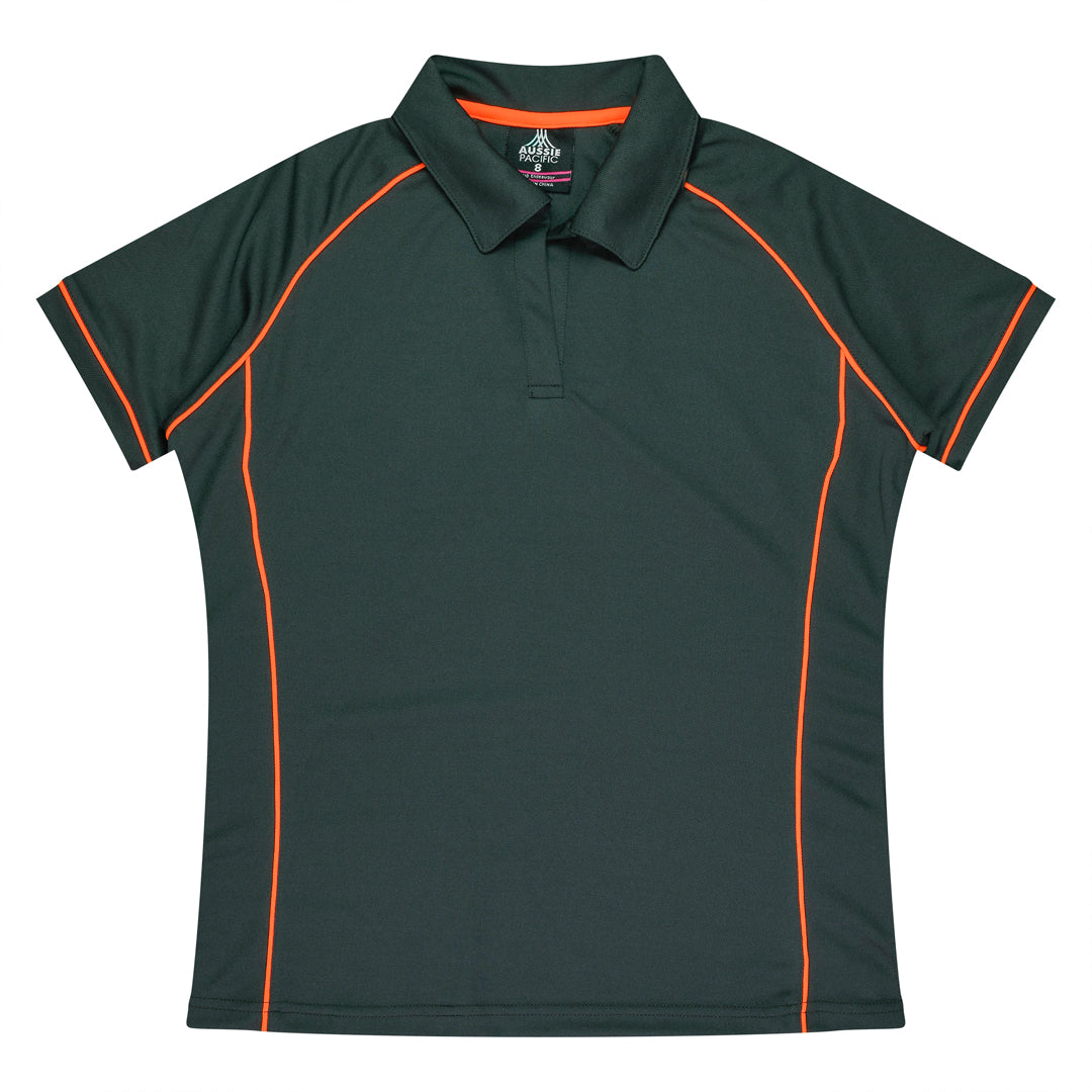 House of Uniforms The Endeavour Polo | Ladies | Short Sleeve Aussie Pacific Slate/Fluro Orange