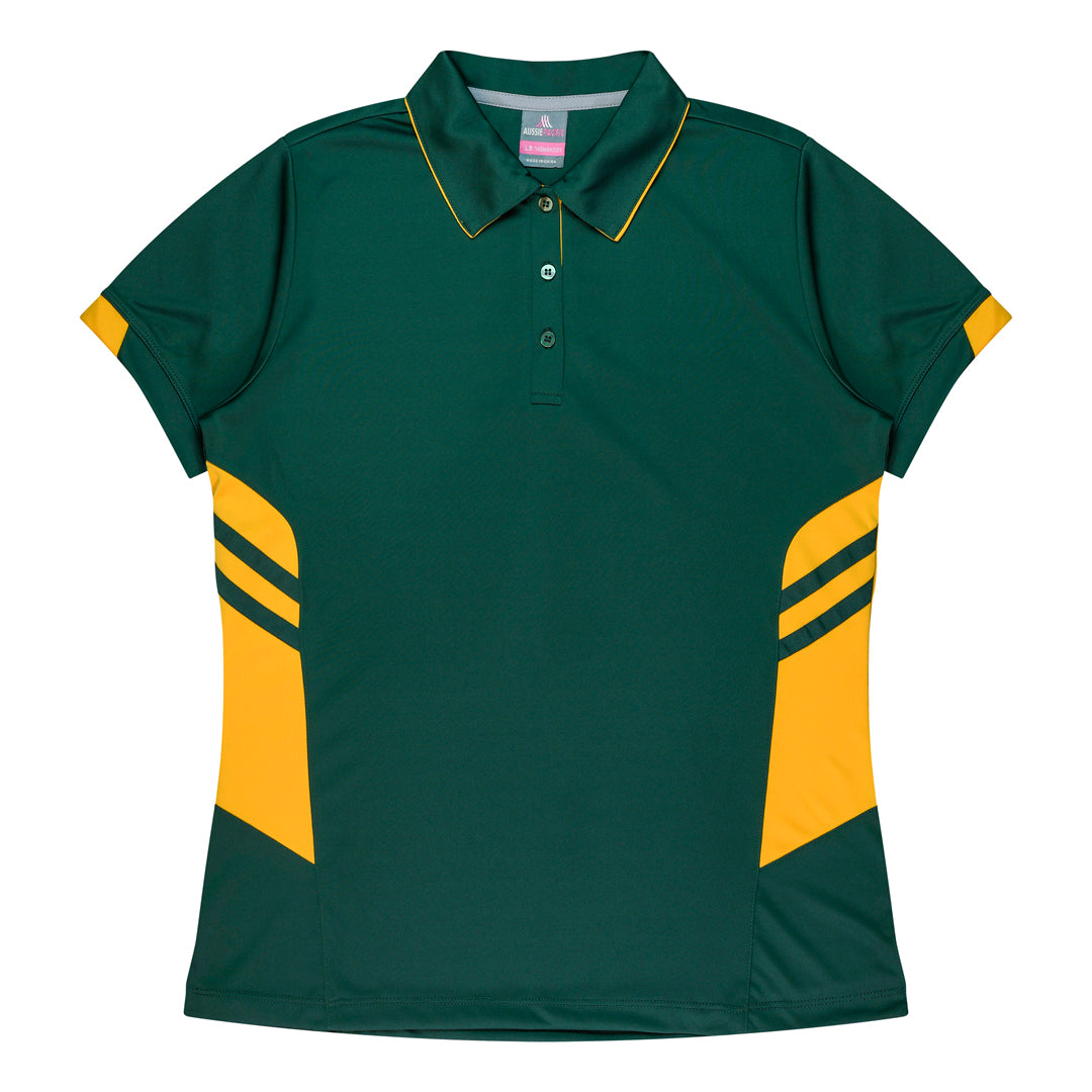 House of Uniforms The Tasman Polo | Ladies | Short Sleeve | Mixed Base Aussie Pacific Bottle/Gold