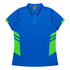House of Uniforms The Tasman Polo | Ladies | Short Sleeve | Blue Base Aussie Pacific Cyan/Neon Green