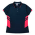 House of Uniforms The Tasman Polo | Ladies | Short Sleeve | Navy Base Aussie Pacific Navy/Neon Pink