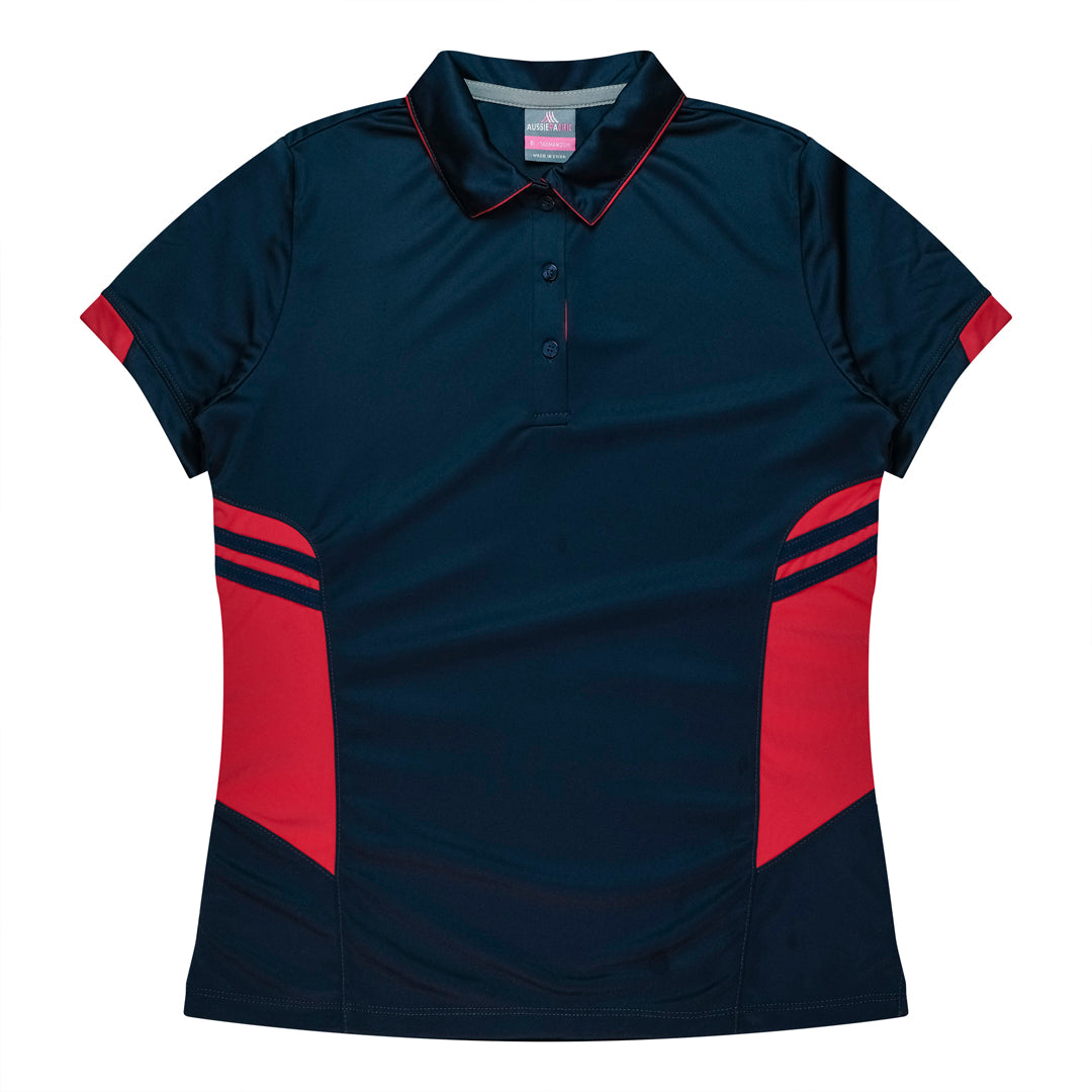 House of Uniforms The Tasman Polo | Ladies | Short Sleeve | Navy Base Aussie Pacific Navy/Red