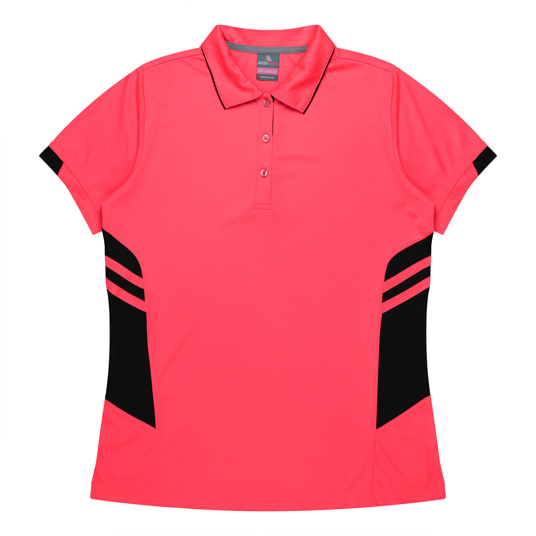 House of Uniforms The Tasman Polo | Ladies | Short Sleeve | Neon Base Aussie Pacific Neon Pink/Black