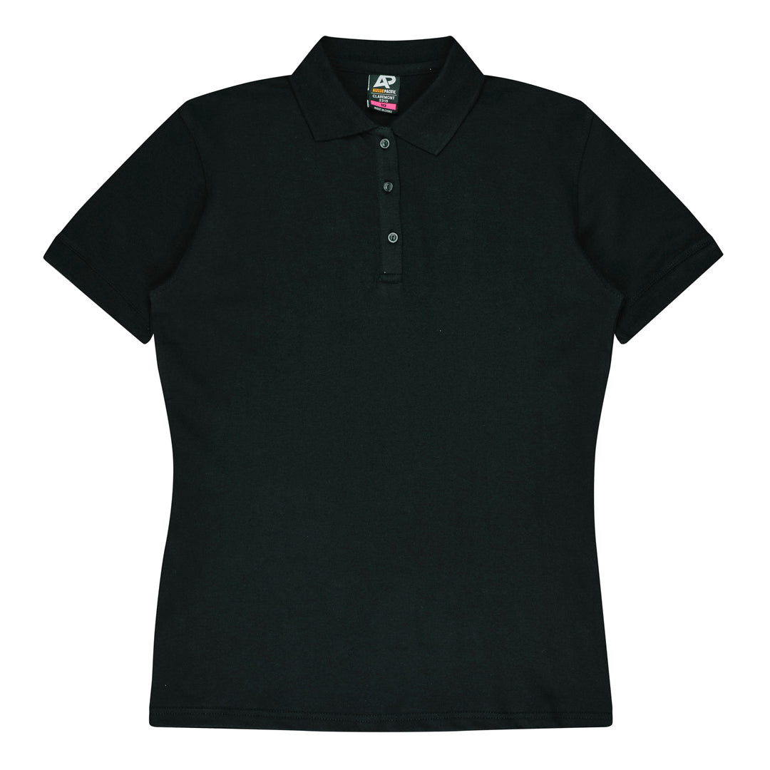 House of Uniforms The Claremont Polo | Ladies | Short Sleeve | Plus Aussie Pacific Black