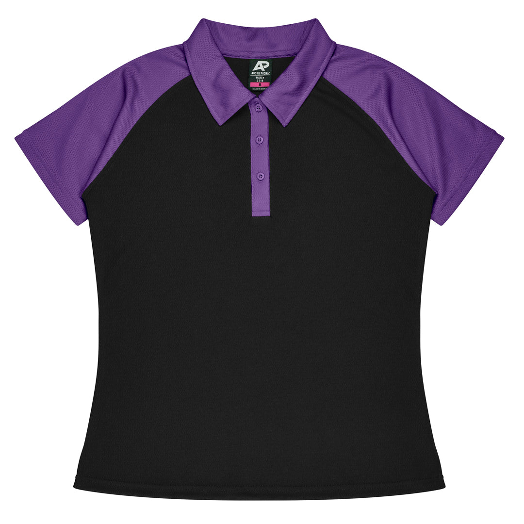 House of Uniforms The Manly Beach Polo | Ladies | Plus | Short Sleeve Aussie Pacific Black/Purple