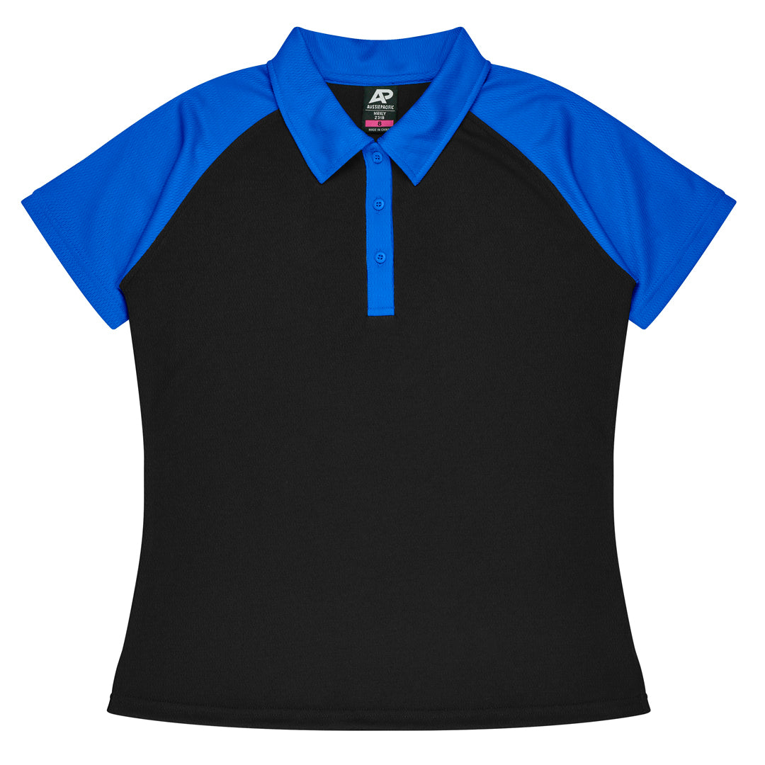 House of Uniforms The Manly Beach Polo | Ladies | Plus | Short Sleeve Aussie Pacific Black/Royal