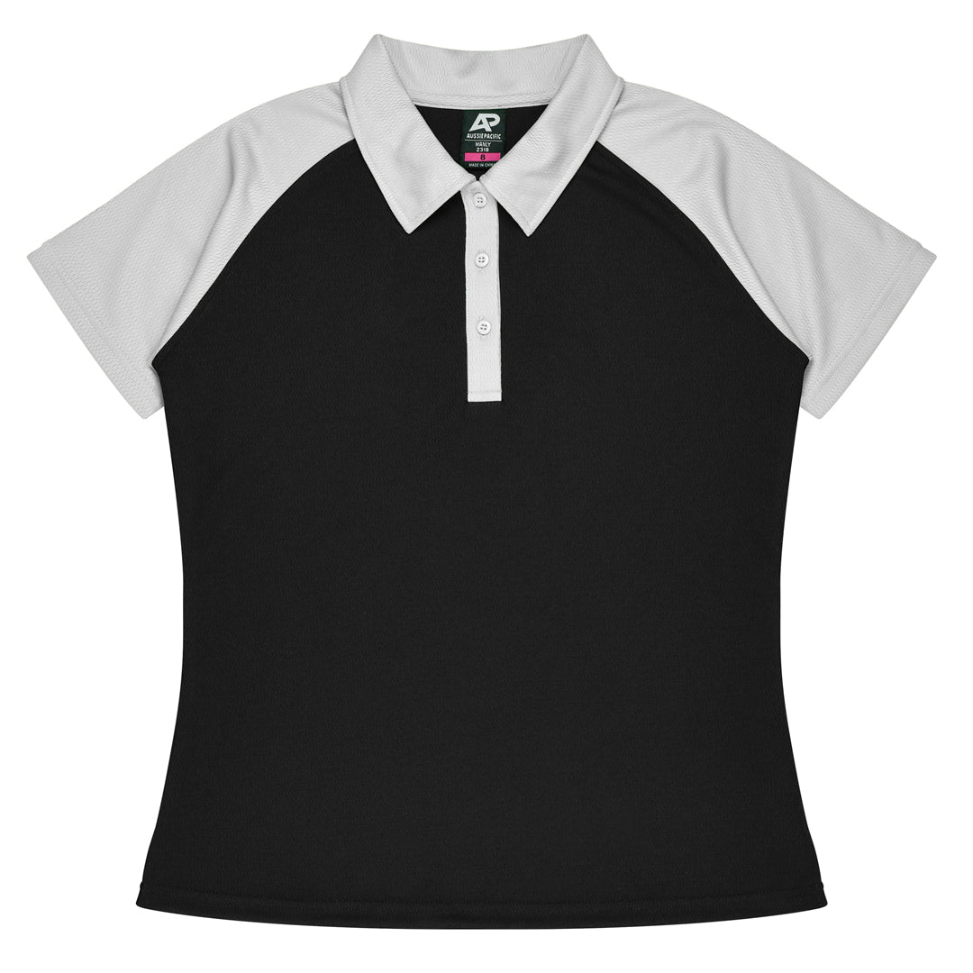 House of Uniforms The Manly Beach Polo | Ladies | Short Sleeve Aussie Pacific Black/White