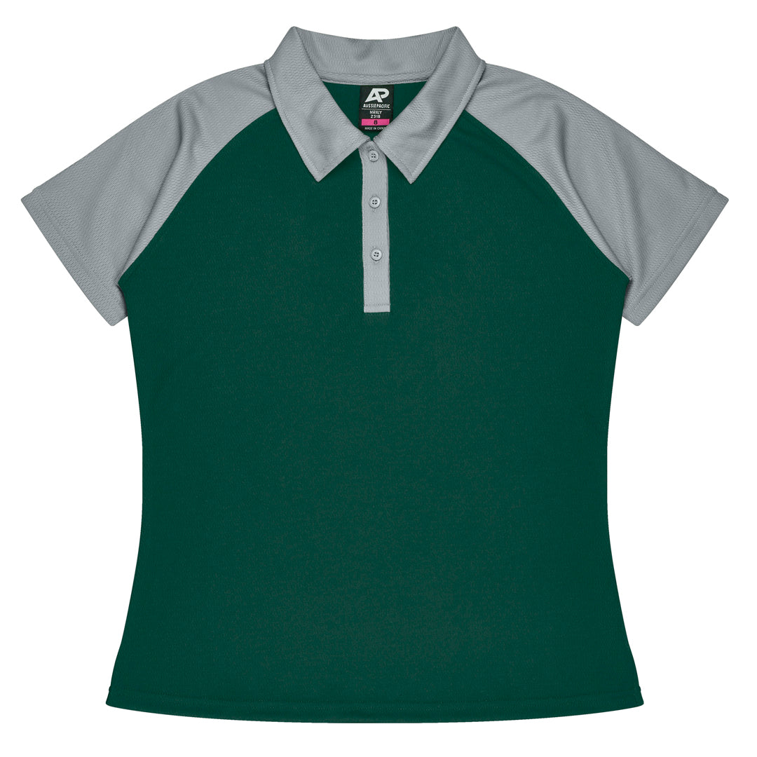 House of Uniforms The Manly Beach Polo | Ladies | Plus | Short Sleeve Aussie Pacific Bottle/Grey