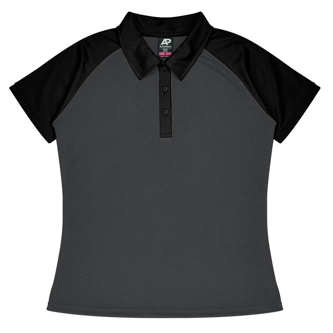 House of Uniforms The Manly Beach Polo | Ladies | Short Sleeve Aussie Pacific Charcoal/Black