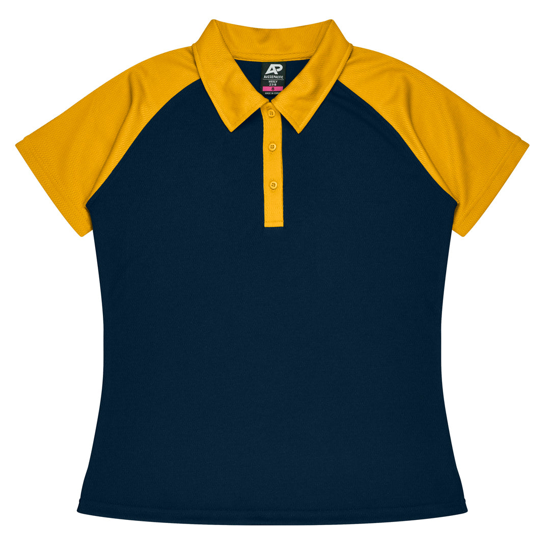 House of Uniforms The Manly Beach Polo | Ladies | Plus | Short Sleeve Aussie Pacific Navy/Gold