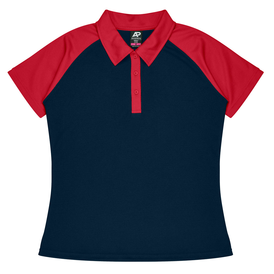 House of Uniforms The Manly Beach Polo | Ladies | Plus | Short Sleeve Aussie Pacific Navy/Red