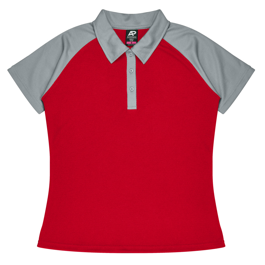 House of Uniforms The Manly Beach Polo | Ladies | Short Sleeve Aussie Pacific Red/Grey