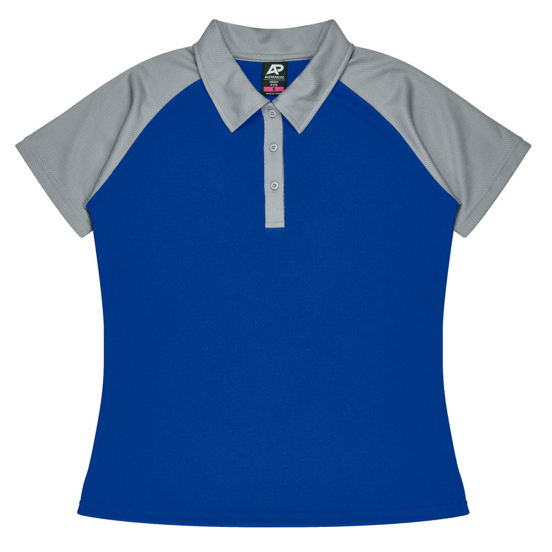 House of Uniforms The Manly Beach Polo | Ladies | Short Sleeve Aussie Pacific Royal/Grey