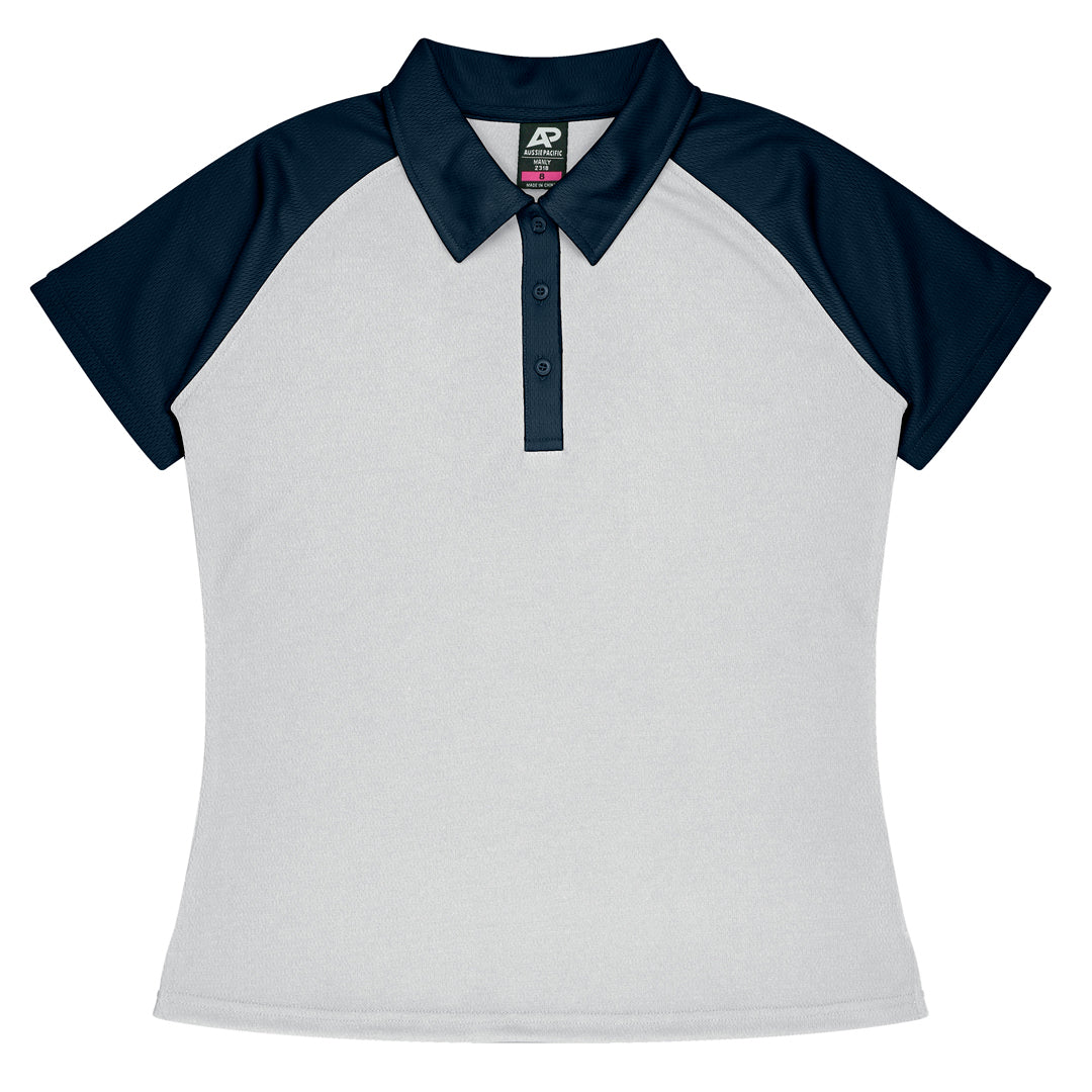 House of Uniforms The Manly Beach Polo | Ladies | Short Sleeve Aussie Pacific White/Navy