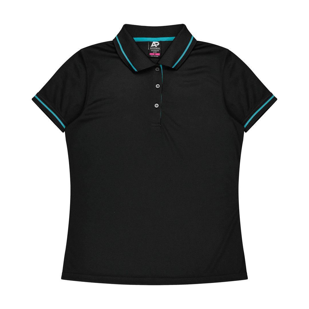 House of Uniforms The Cottesloe Polo | Ladies | Plus | Short Sleeve Aussie Pacific Black/Teal