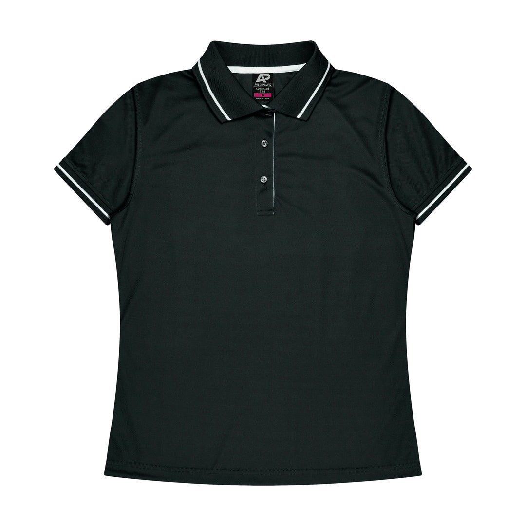 House of Uniforms The Cottesloe Polo | Ladies | Short Sleeve Aussie Pacific Black/White