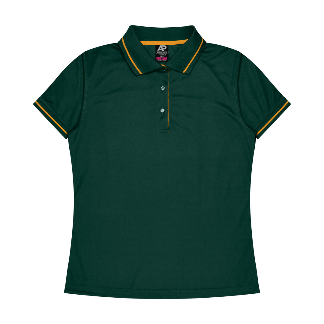 House of Uniforms The Cottesloe Polo | Ladies | Plus | Short Sleeve Aussie Pacific Bottle/Gold