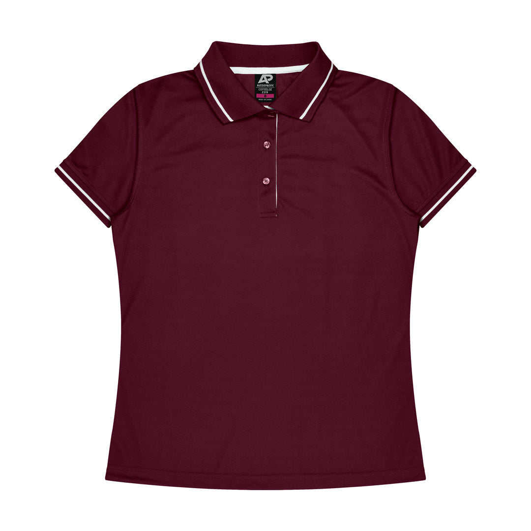 House of Uniforms The Cottesloe Polo | Ladies | Plus | Short Sleeve Aussie Pacific Maroon/White