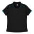 House of Uniforms The Currumbin Polo | Ladies | Short Sleeve Aussie Pacific Black/Cyan