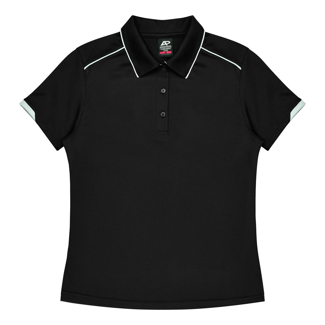 House of Uniforms The Currumbin Polo | Ladies | Plus | Short Sleeve Aussie Pacific Black/White