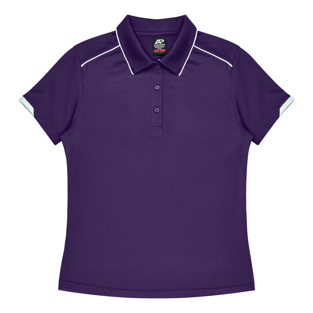 House of Uniforms The Currumbin Polo | Ladies | Plus | Short Sleeve Aussie Pacific Purple/White