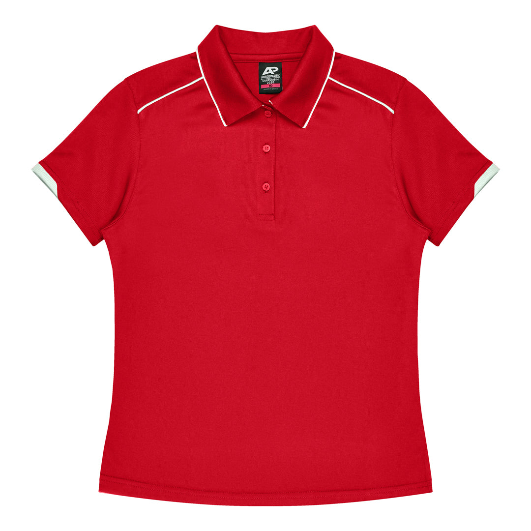 House of Uniforms The Currumbin Polo | Ladies | Short Sleeve Aussie Pacific Red/White