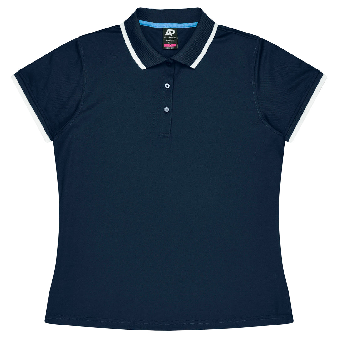 House of Uniforms The Portsea Polo | Ladies | Short Sleeve Aussie Pacific Navy/White