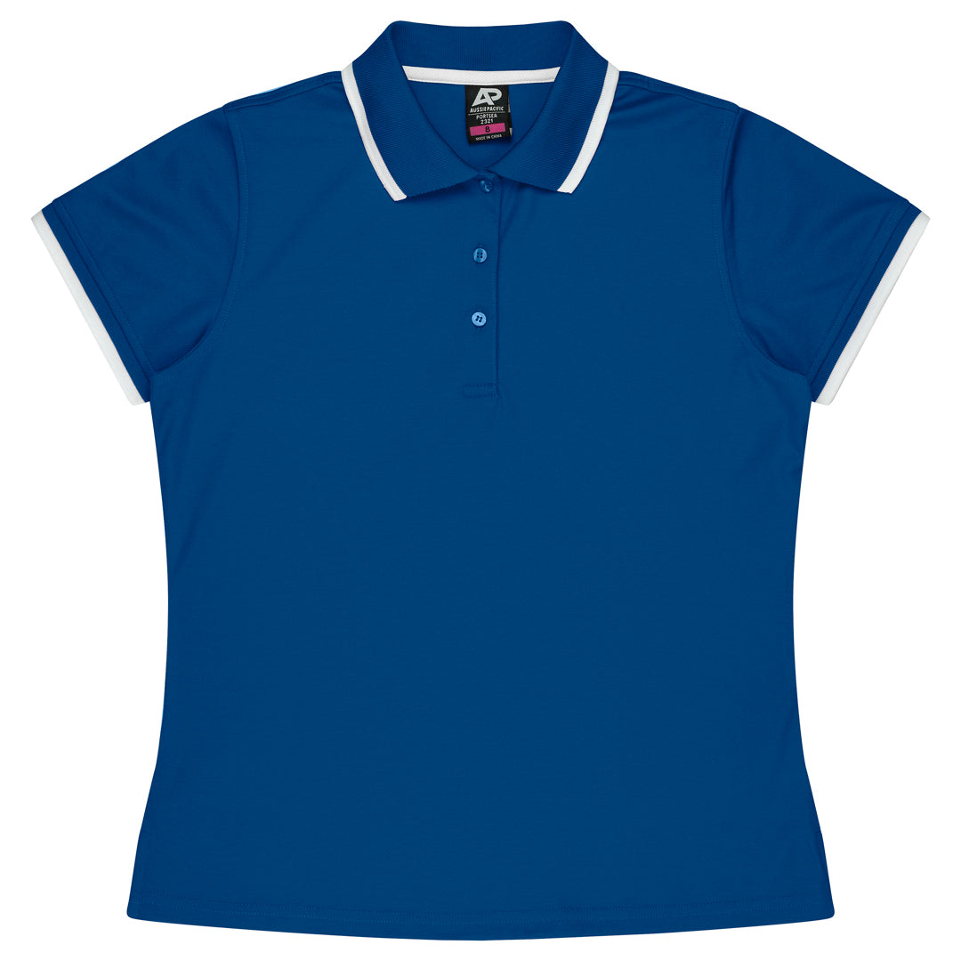 House of Uniforms The Portsea Polo | Ladies | Short Sleeve Aussie Pacific Royal/White
