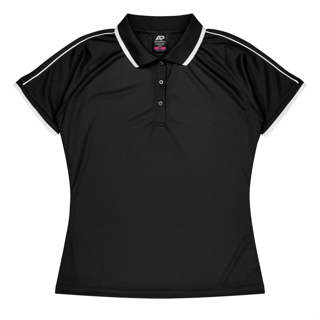 House of Uniforms The Double Bay Polo | Ladies | Short Sleeve Aussie Pacific Black/White
