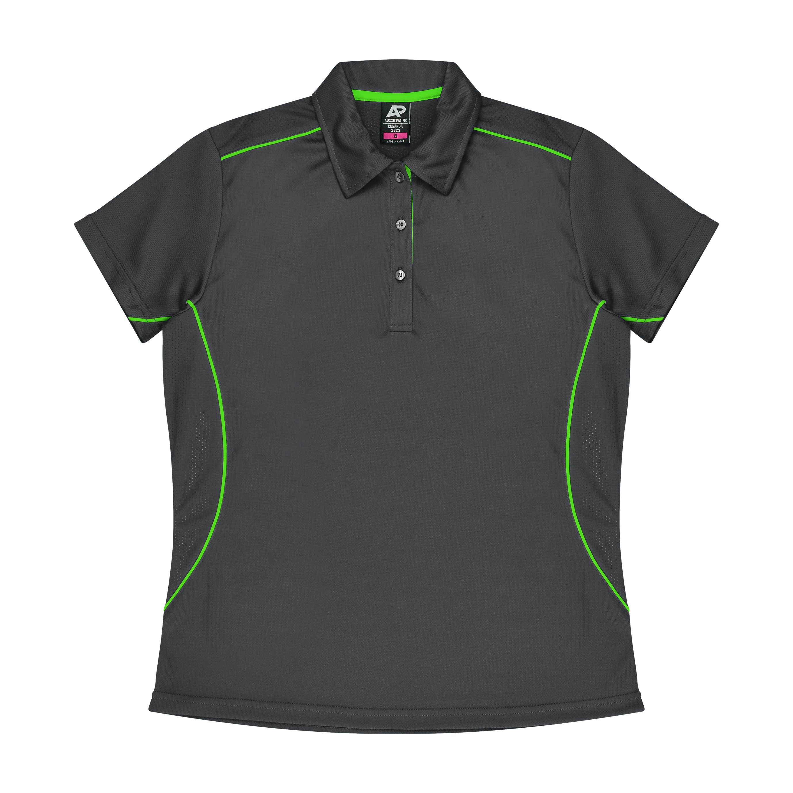 House of Uniforms The Kuranda Polo | Ladies | Short Sleeve Aussie Pacific Slate/Neon Green