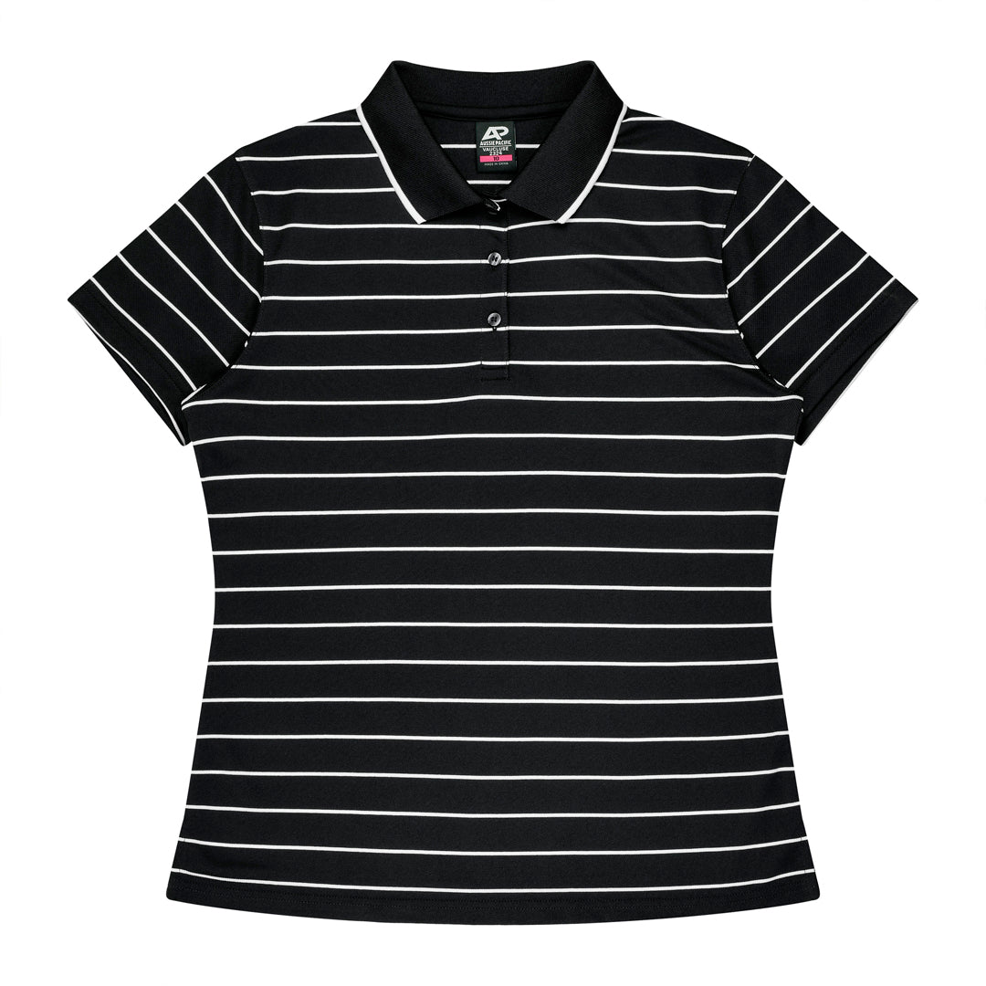 House of Uniforms The Vaucluse Polo | Ladies | Short Sleeve Aussie Pacific Black/White