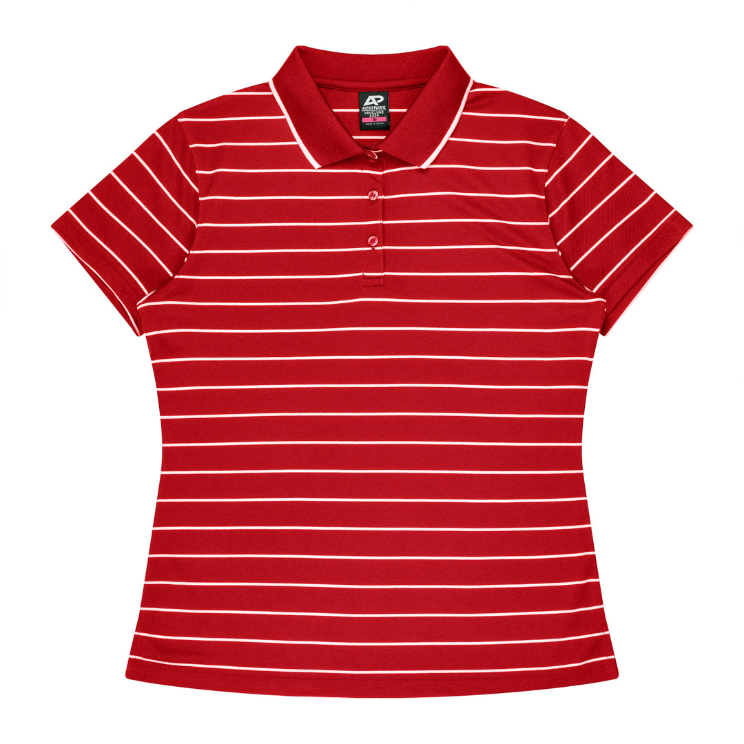 House of Uniforms The Vaucluse Polo | Ladies | Short Sleeve Aussie Pacific Red/White