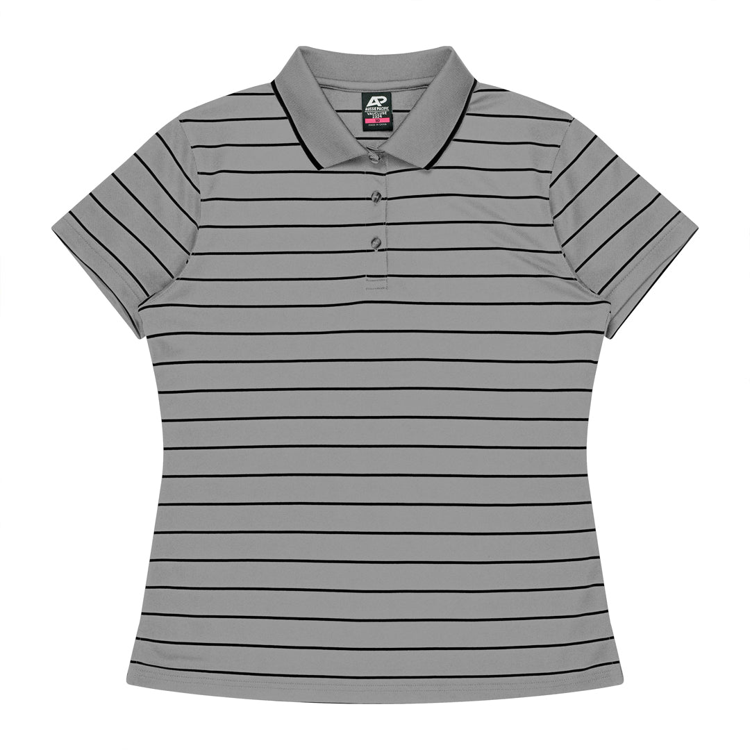 House of Uniforms The Vaucluse Polo | Ladies | Short Sleeve Aussie Pacific Silver/Black
