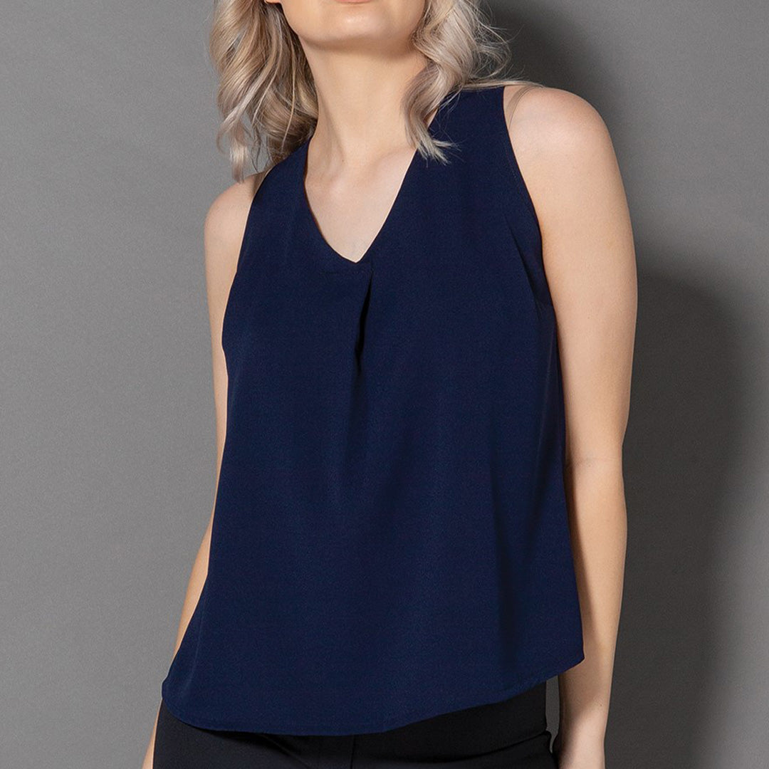 House of Uniforms The Crepe Top | Ladies | Sleeveless LSJ Collection Navy