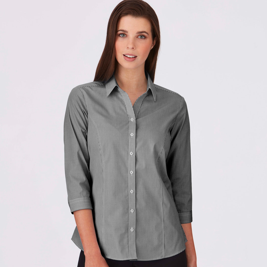 House of Uniforms The Pippa Check Shirt | Ladies | 3/4 Sleeve City Collection Black Check