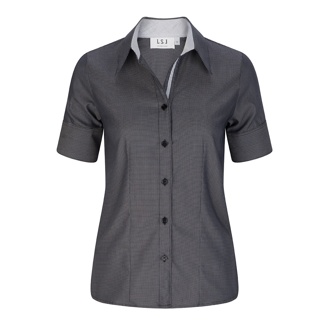 House of Uniforms The Newbury Shirt | Ladies | 1/2 Sleeve LSJ Collection Black