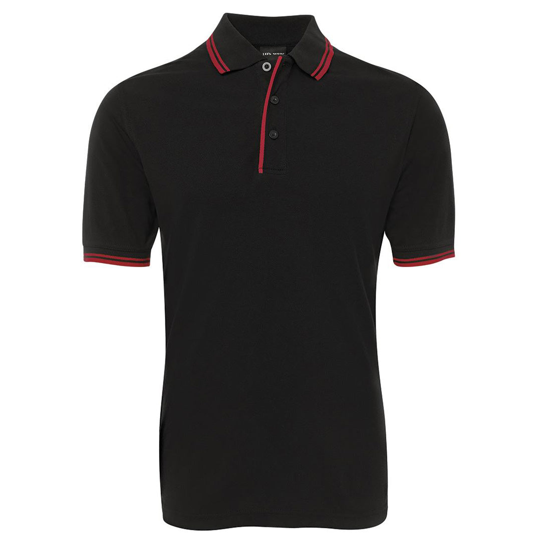 House of Uniforms The Contrast Polo | Adults | Black Base Jbs Wear Black/Red