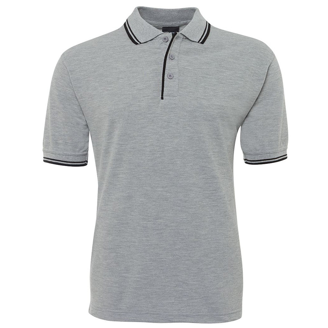 House of Uniforms The Contrast Polo | Adults | Coloured Bases Jbs Wear Grey Marle/Black