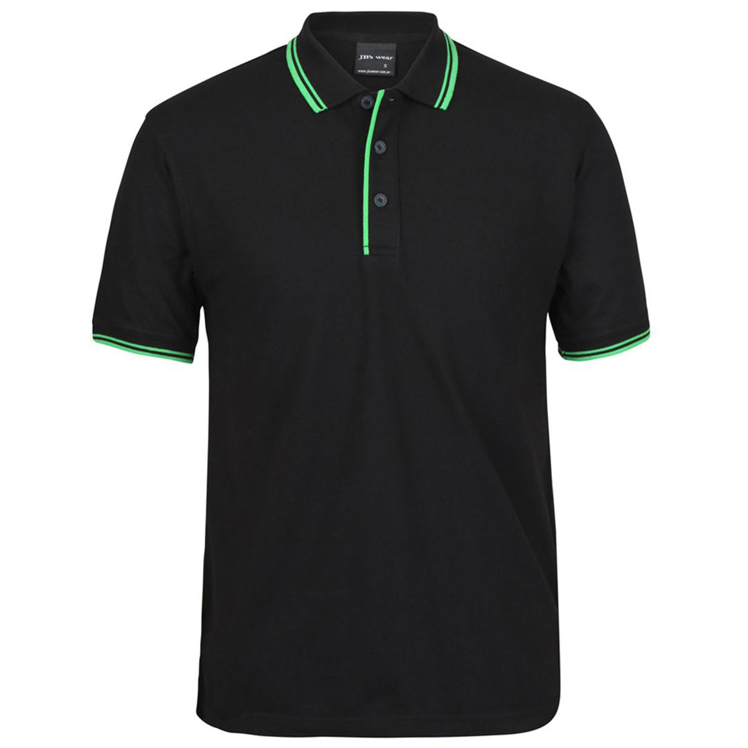 House of Uniforms The Contrast Polo | Adults | Black Base Jbs Wear Black/Green