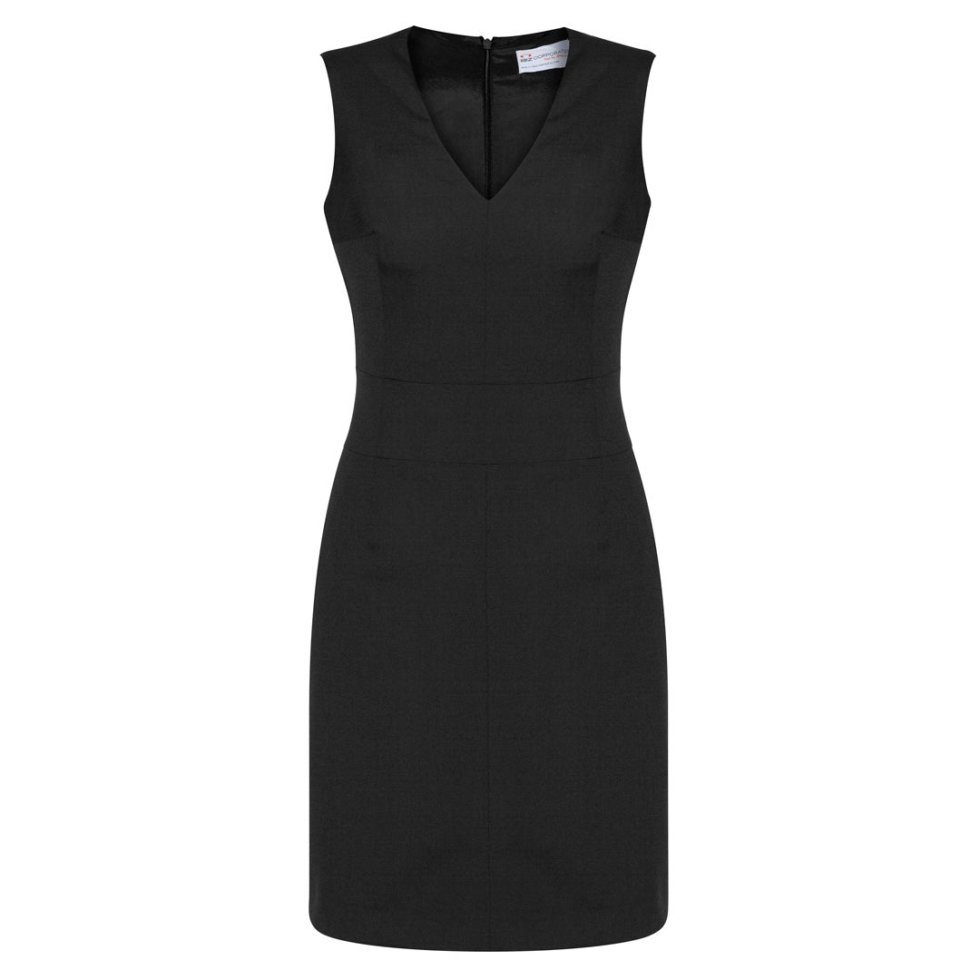 House of Uniforms The Cool Stretch Dress | V Neck | Sleeveless Biz Corporates Black