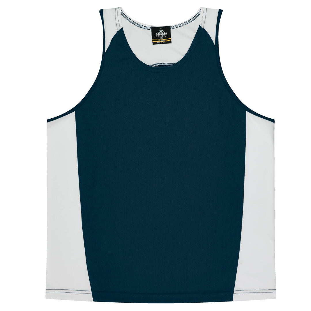 House of Uniforms The Premier Singlet | Kids Aussie Pacific Navy/White