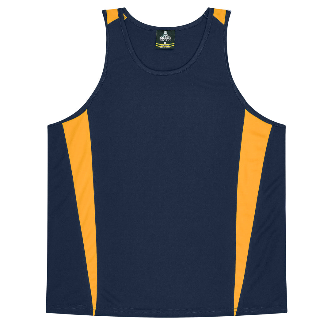 House of Uniforms The Eureka Singlet | Kids Aussie Pacific Navy/Gold