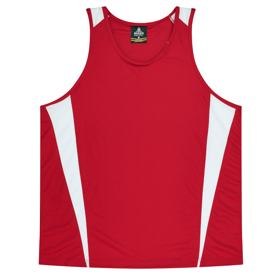House of Uniforms The Eureka Singlet | Kids Aussie Pacific Red/White