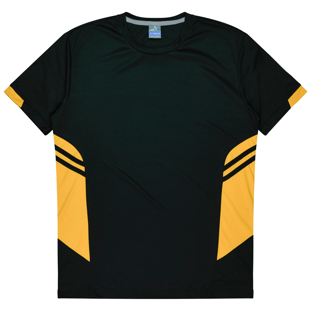 House of Uniforms The Tasman Tee | Kids | Short Sleeve | Black Base Aussie Pacific Black/Gold
